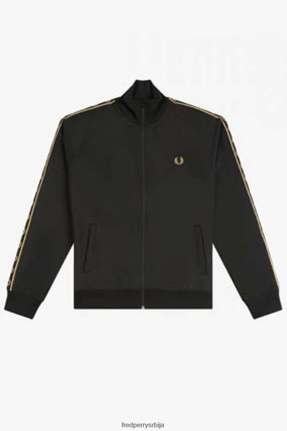 одећу рс Fred Perry мушкарци јакна са контрастном траком црно злато 68TD6P13