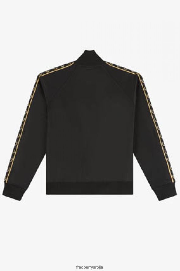 одећу рс Fred Perry мушкарци јакна са контрастном траком црно злато 68TD6P13