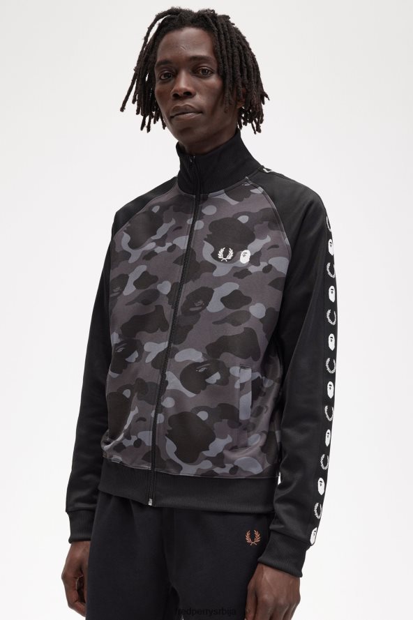одећу рс Fred Perry мушкарци камуфлажна јакна за стазу црн 68TD6P18