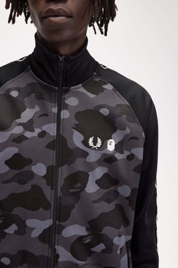 одећу рс Fred Perry мушкарци камуфлажна јакна за стазу црн 68TD6P18