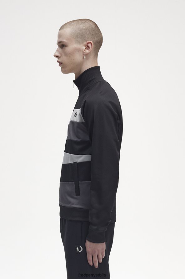 одећу рс Fred Perry мушкарци јакна са контрастним панелом црн 68TD6P19