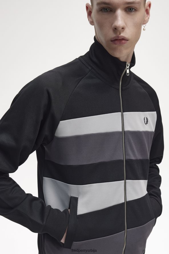 одећу рс Fred Perry мушкарци јакна са контрастним панелом црн 68TD6P19