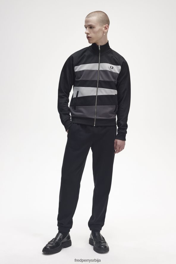 одећу рс Fred Perry мушкарци јакна са контрастним панелом црн 68TD6P19