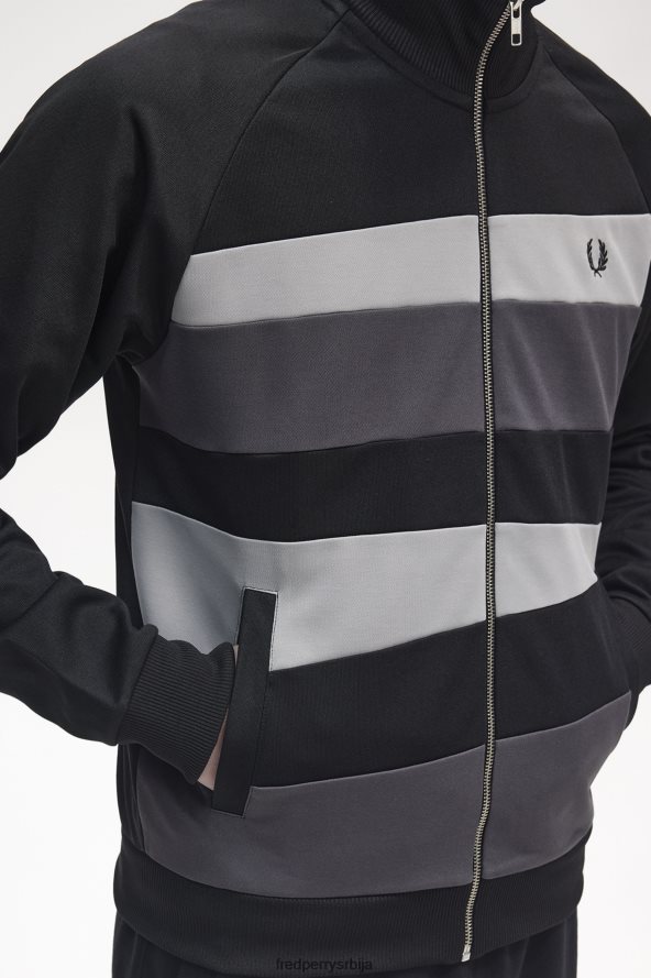 одећу рс Fred Perry мушкарци јакна са контрастним панелом црн 68TD6P19