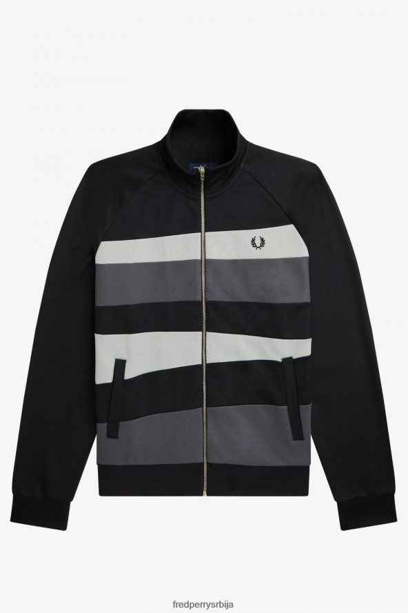 одећу рс Fred Perry мушкарци јакна са контрастним панелом црн 68TD6P19