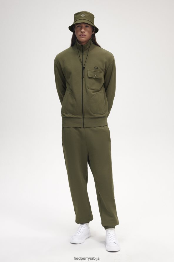 одећу рс Fred Perry мушкарци јакна са џепним детаљима једнолично зелено 68TD6P20