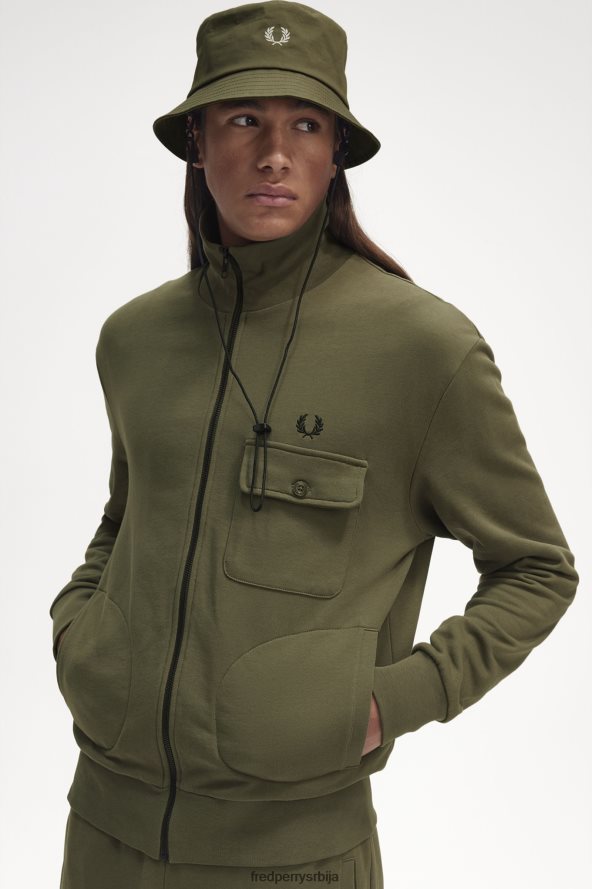 одећу рс Fred Perry мушкарци јакна са џепним детаљима једнолично зелено 68TD6P20