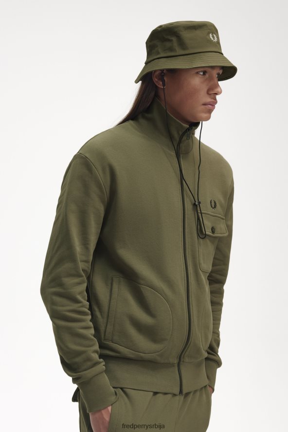 одећу рс Fred Perry мушкарци јакна са џепним детаљима једнолично зелено 68TD6P20