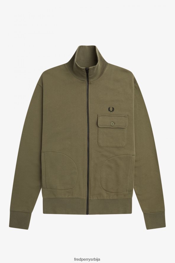 одећу рс Fred Perry мушкарци јакна са џепним детаљима једнолично зелено 68TD6P20