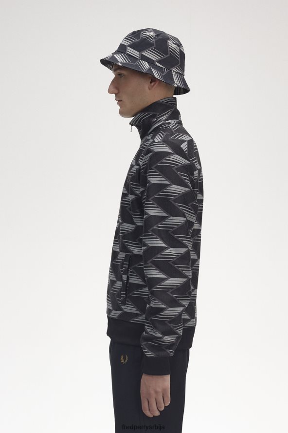 одећу рс Fred Perry мушкарци цхеврон пругаста јакна црн 68TD6P21