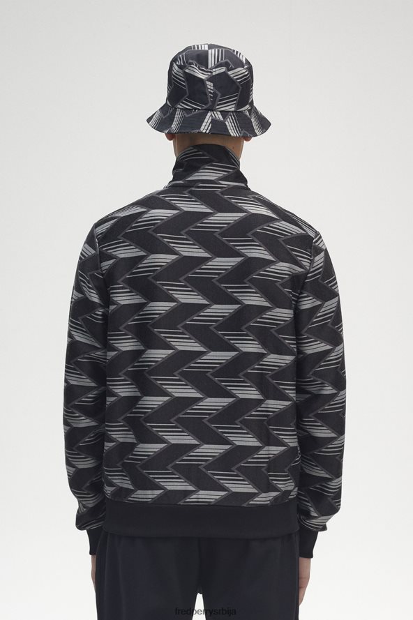 одећу рс Fred Perry мушкарци цхеврон пругаста јакна црн 68TD6P21