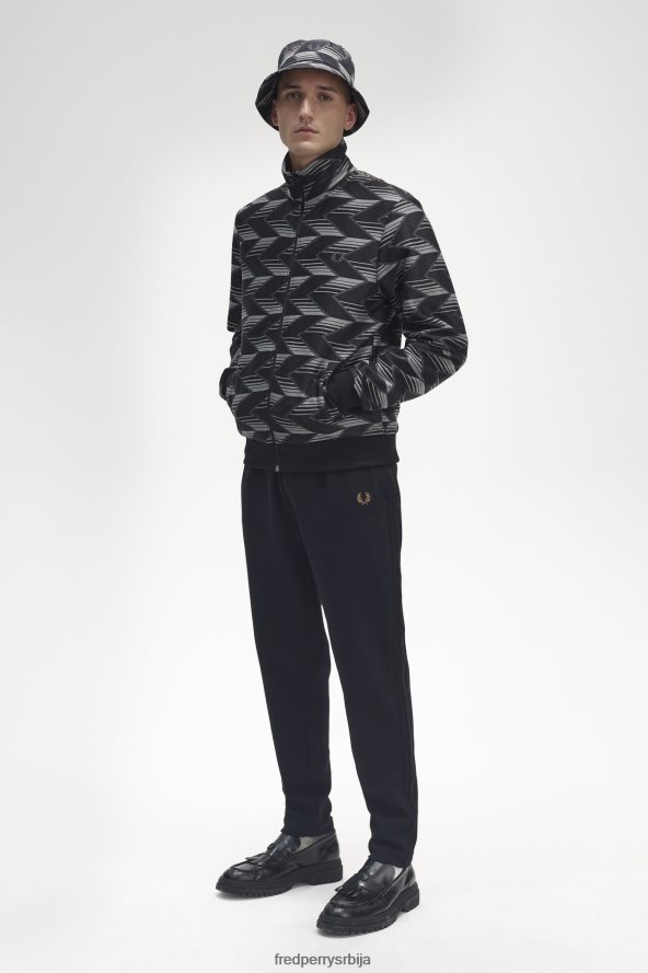 одећу рс Fred Perry мушкарци цхеврон пругаста јакна црн 68TD6P21