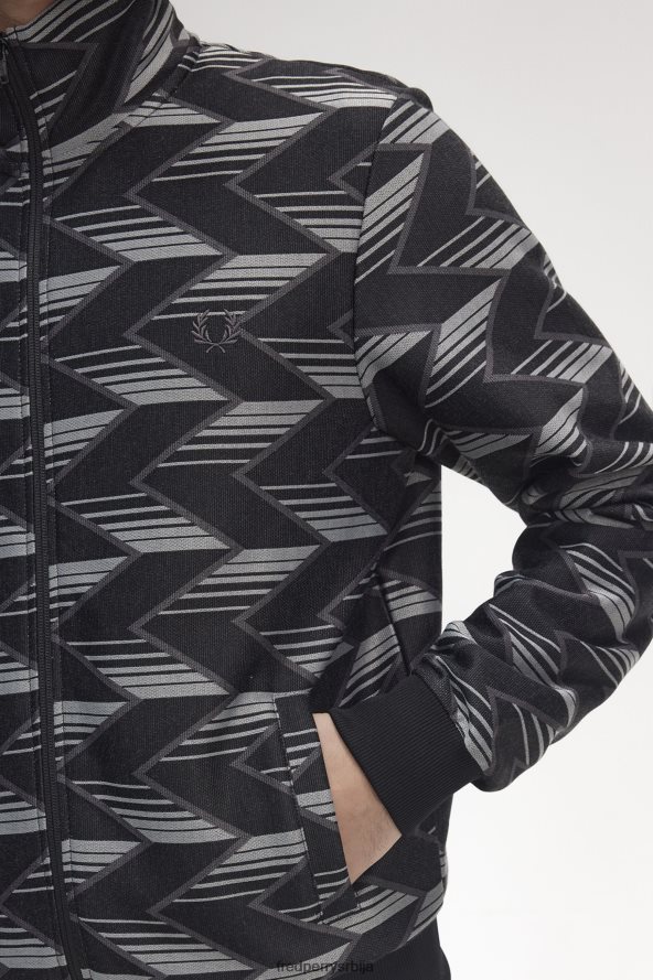 одећу рс Fred Perry мушкарци цхеврон пругаста јакна црн 68TD6P21