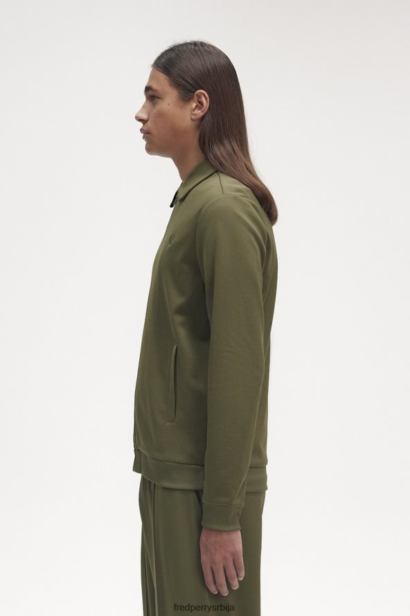 одећу рс Fred Perry мушкарци јакна са патент затварачем једнолично зелено 68TD6P23