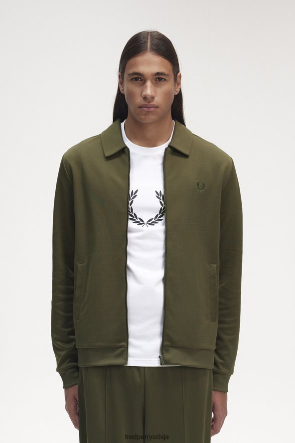 одећу рс Fred Perry мушкарци јакна са патент затварачем једнолично зелено 68TD6P23