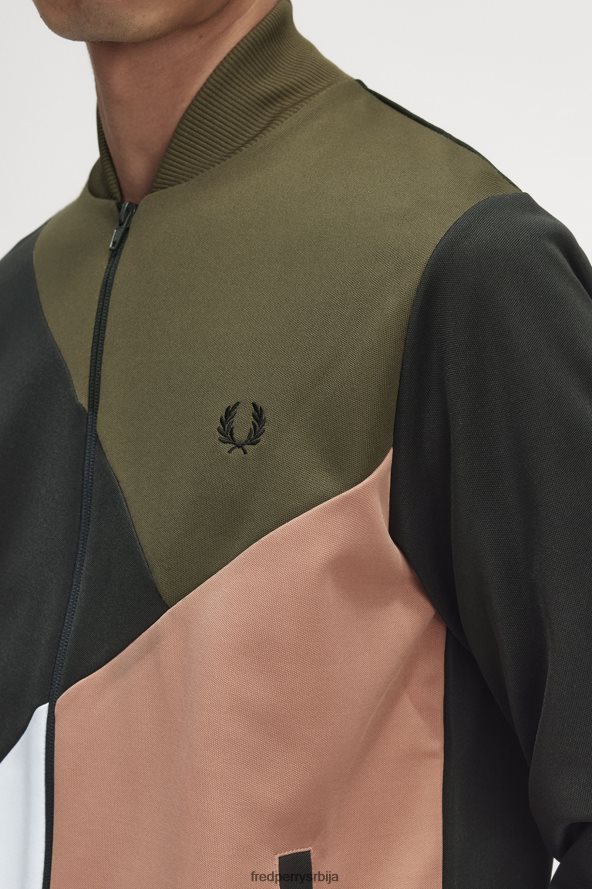 одећу рс Fred Perry мушкарци абсртацт колор блок јакна једнолично зелено 68TD6P24