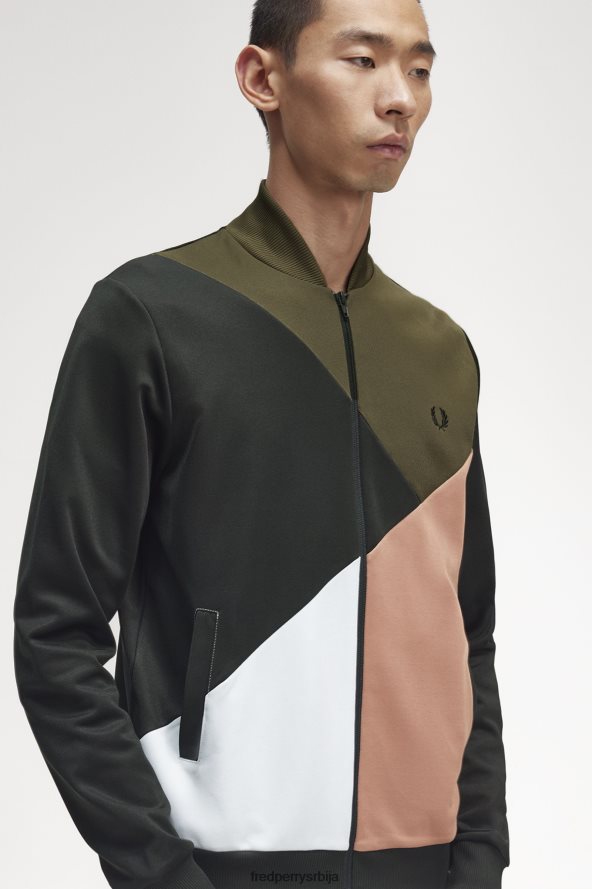 одећу рс Fred Perry мушкарци абсртацт колор блок јакна једнолично зелено 68TD6P24