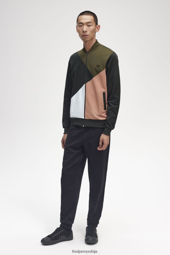 одећу рс Fred Perry мушкарци абсртацт колор блок јакна једнолично зелено 68TD6P24
