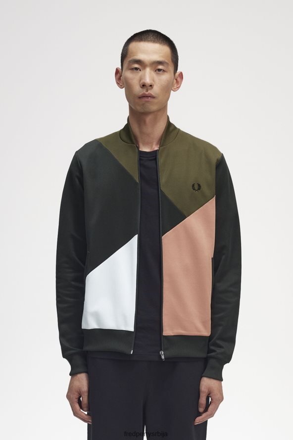 одећу рс Fred Perry мушкарци абсртацт колор блок јакна једнолично зелено 68TD6P24