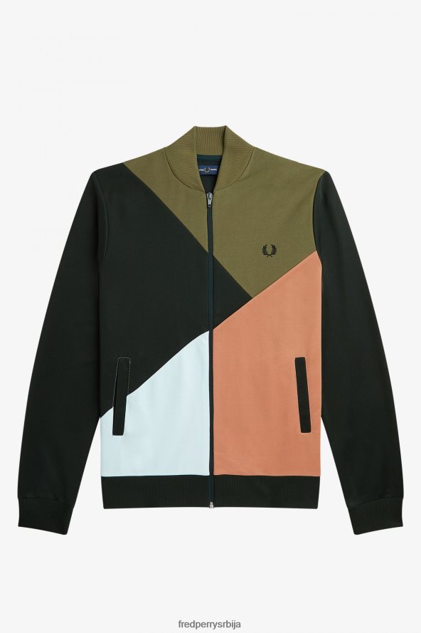 одећу рс Fred Perry мушкарци абсртацт колор блок јакна једнолично зелено 68TD6P24
