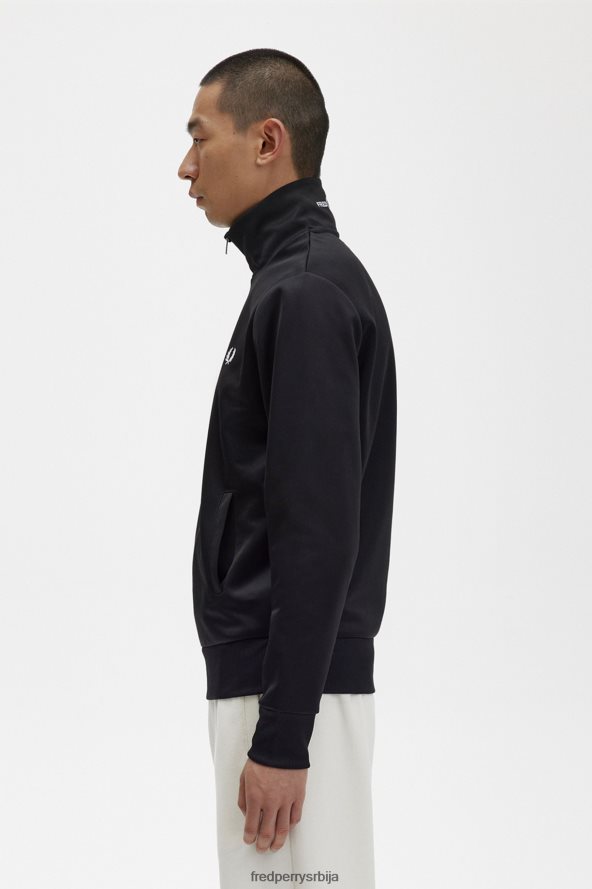 одећу рс Fred Perry мушкарци јакна са брендираним крагном црн 68TD6P25