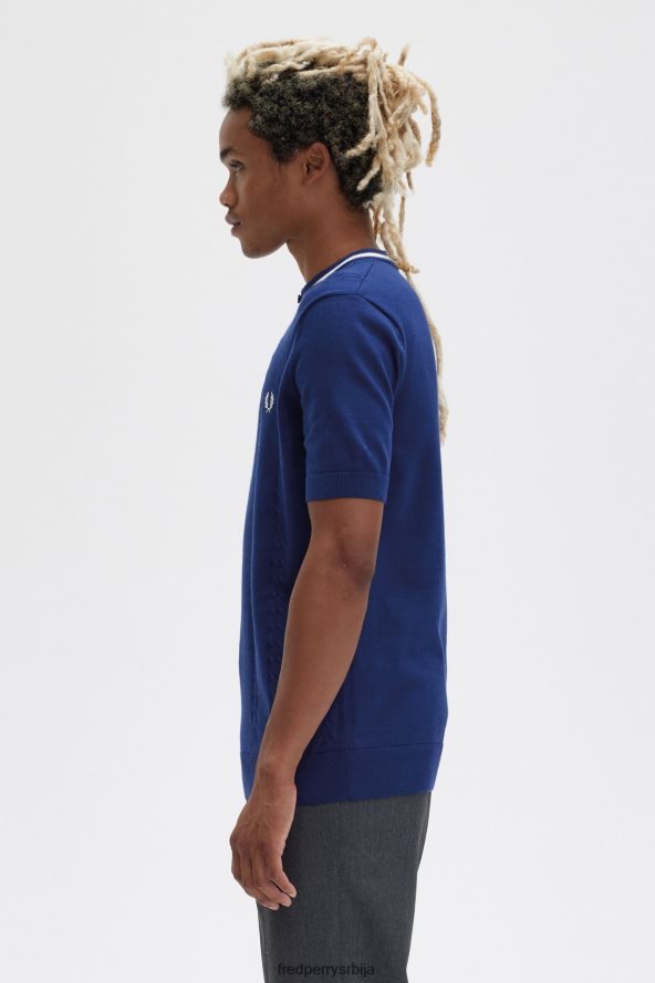 одећу рс Fred Perry мушкарци кабловска плетена хенлеи кошуља француска морнарица 68TD6P433