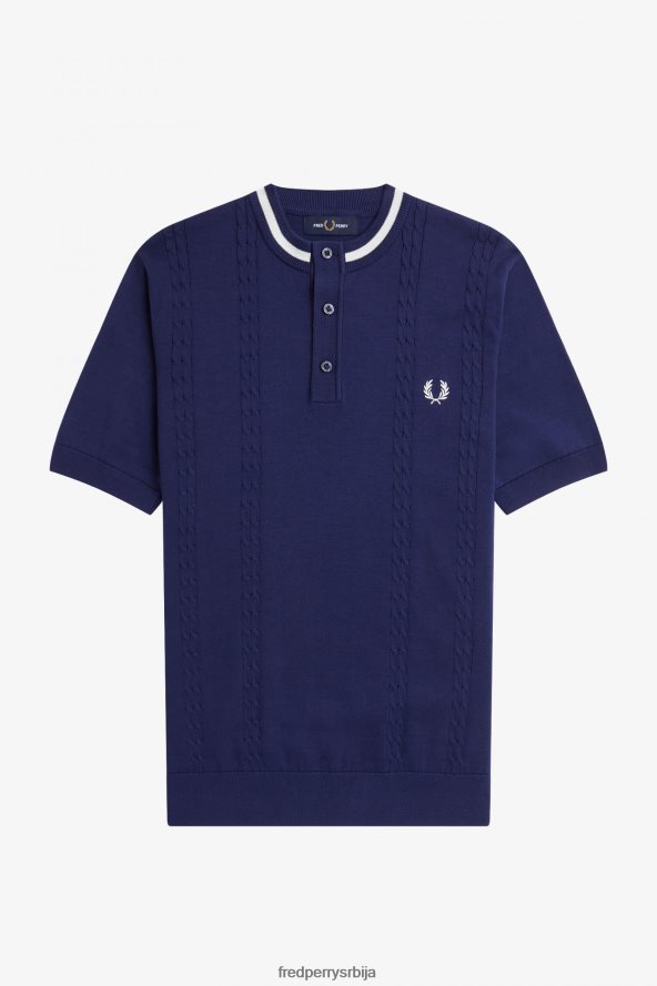 одећу рс Fred Perry мушкарци кабловска плетена хенлеи кошуља француска морнарица 68TD6P433