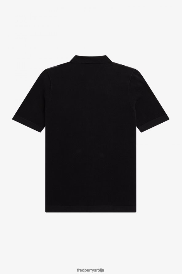 одећу рс Fred Perry мушкарци пругаста плетена кошуља црн 68TD6P434