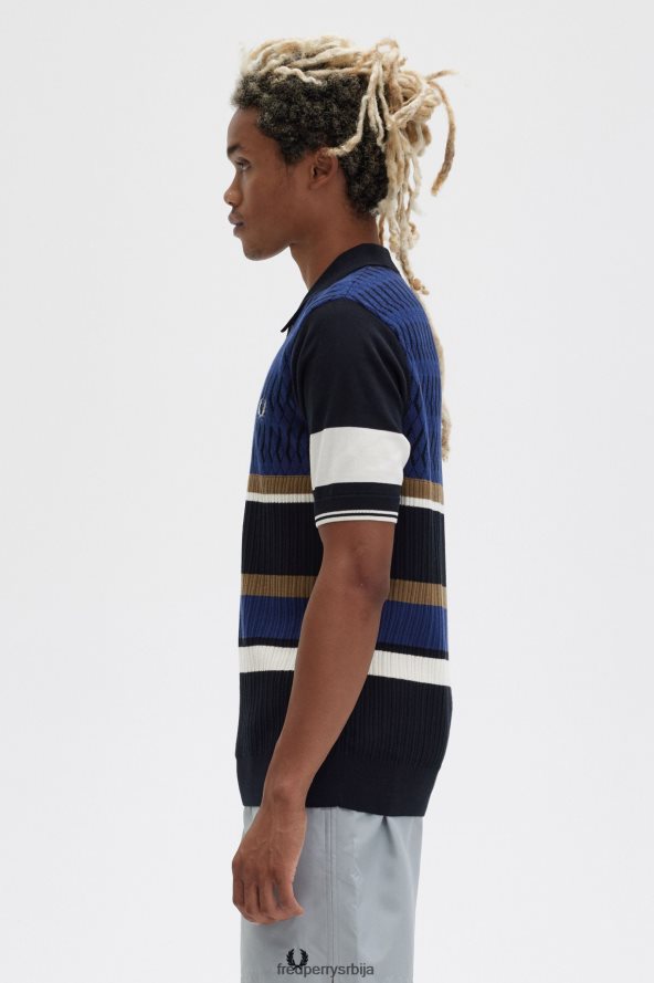 одећу рс Fred Perry мушкарци аргиле панел плетена кошуља француска морнарица 68TD6P435