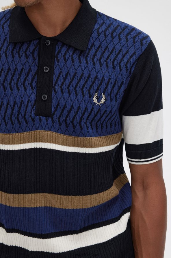 одећу рс Fred Perry мушкарци аргиле панел плетена кошуља француска морнарица 68TD6P435