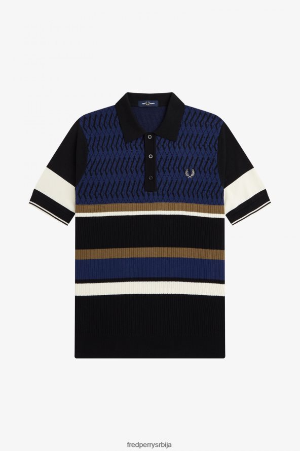одећу рс Fred Perry мушкарци аргиле панел плетена кошуља француска морнарица 68TD6P435