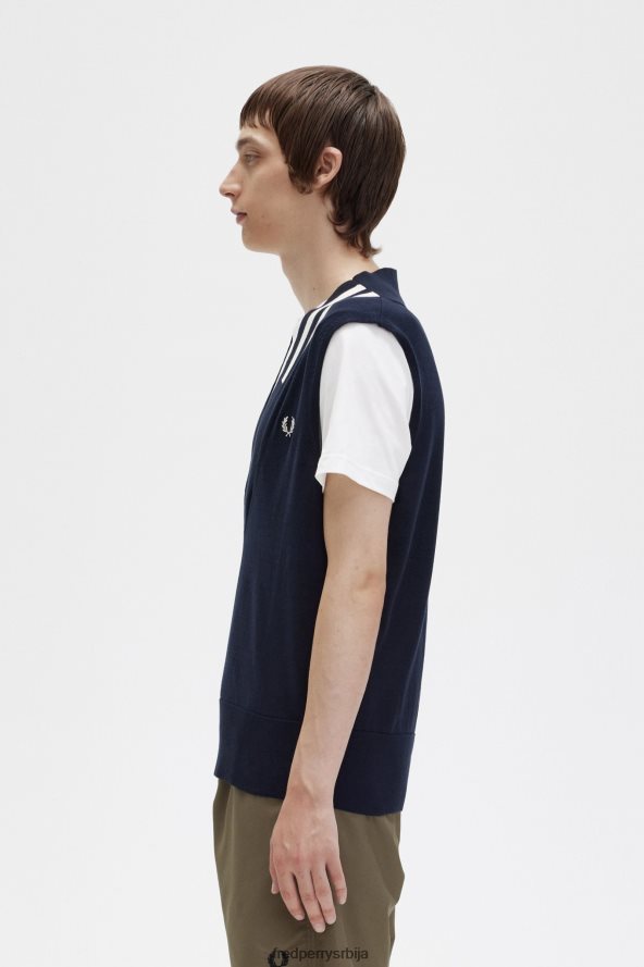 одећу рс Fred Perry мушкарци плетени резервоар са В-изрезом морнарица 68TD6P437