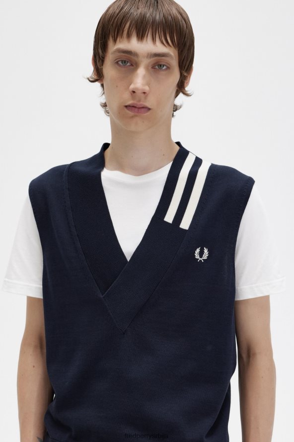 одећу рс Fred Perry мушкарци плетени резервоар са В-изрезом морнарица 68TD6P437