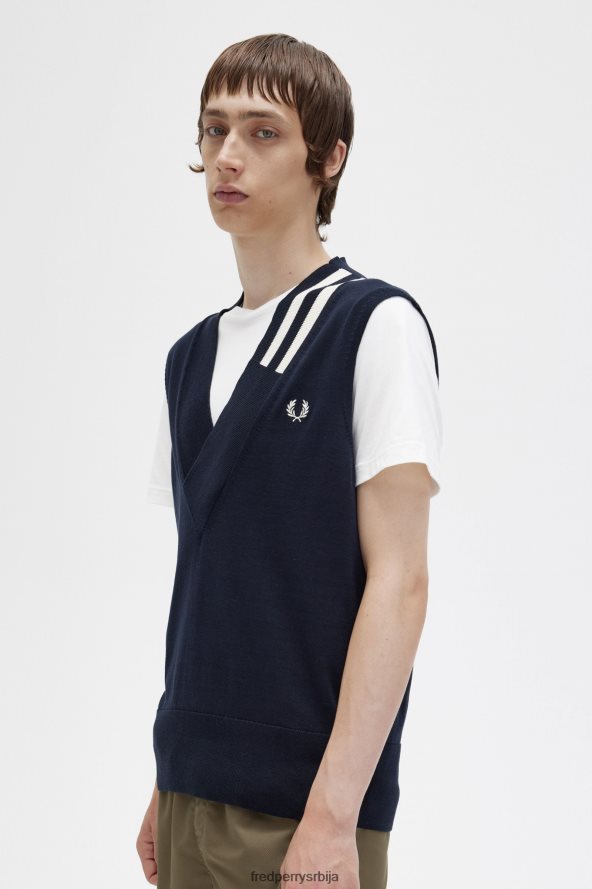одећу рс Fred Perry мушкарци плетени резервоар са В-изрезом морнарица 68TD6P437