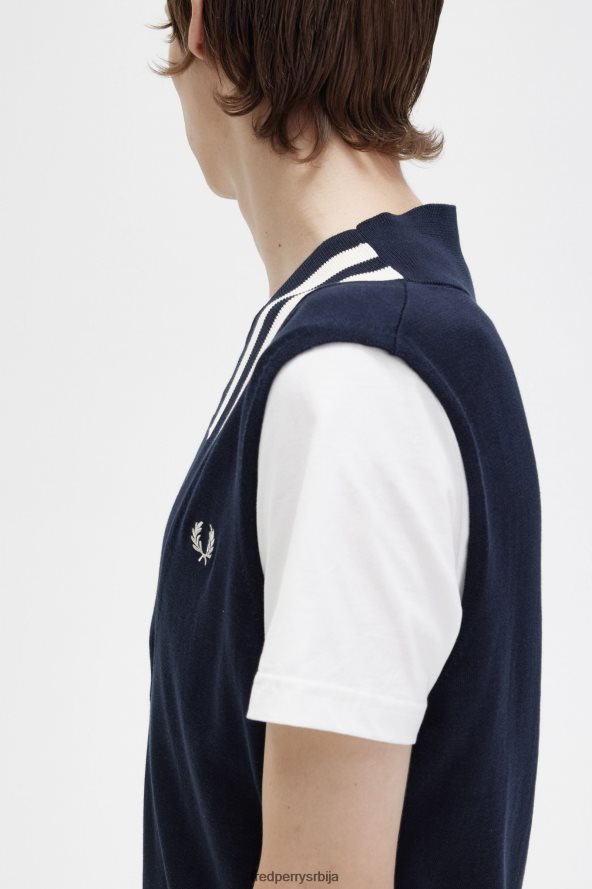 одећу рс Fred Perry мушкарци плетени резервоар са В-изрезом морнарица 68TD6P437