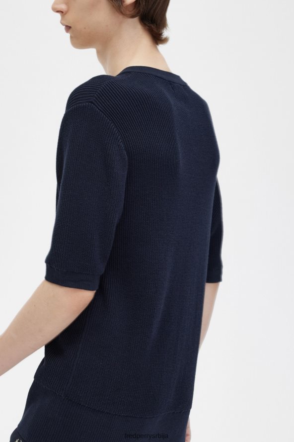 одећу рс Fred Perry мушкарци ребрасти плетени хенлеи топ морнарица 68TD6P438