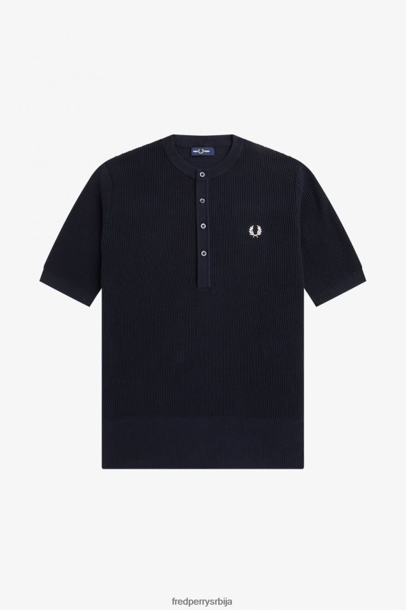 одећу рс Fred Perry мушкарци ребрасти плетени хенлеи топ морнарица 68TD6P438