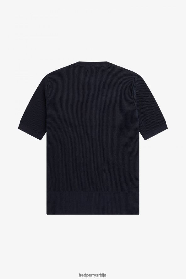 одећу рс Fred Perry мушкарци ребрасти плетени хенлеи топ морнарица 68TD6P438