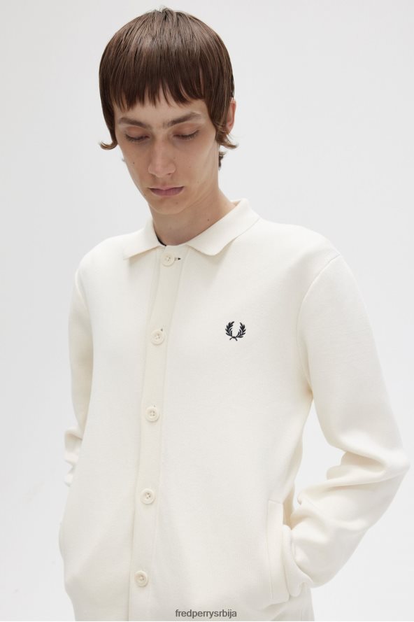 одећу рс Fred Perry мушкарци дугме кроз плетену кошуљу ецру 68TD6P440