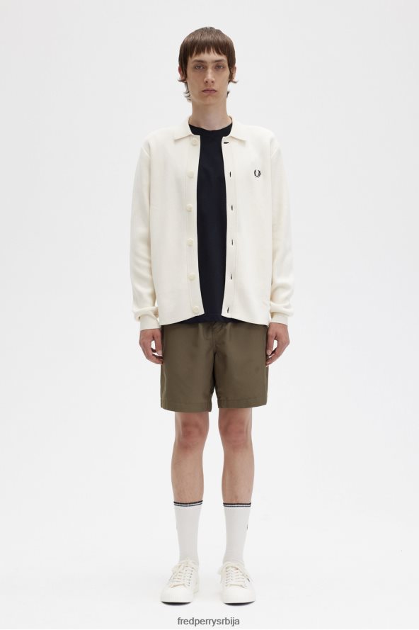 одећу рс Fred Perry мушкарци дугме кроз плетену кошуљу ецру 68TD6P440