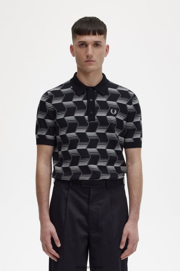одећу рс Fred Perry мушкарци плетена кошуља на цхеврон пруге осенченог камена 68TD6P442