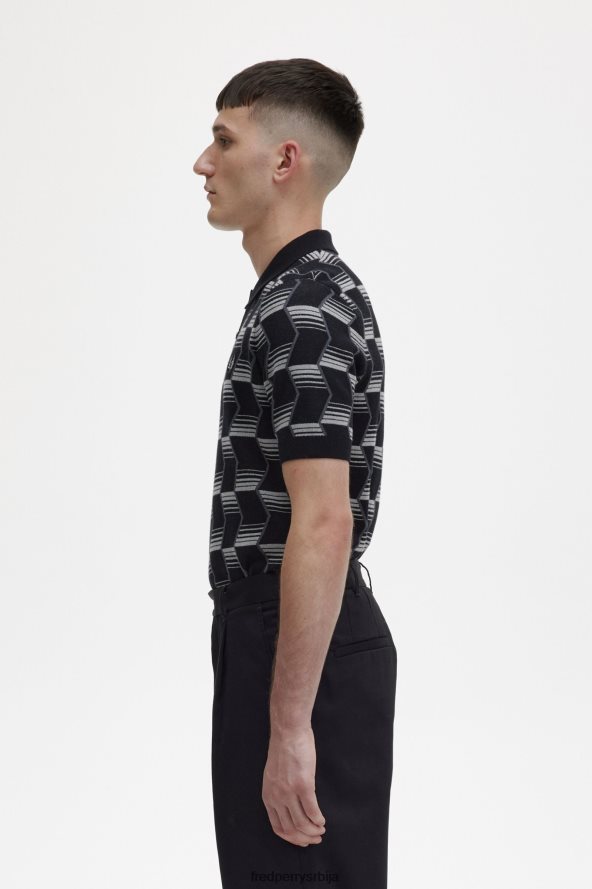 одећу рс Fred Perry мушкарци плетена кошуља на цхеврон пруге осенченог камена 68TD6P442