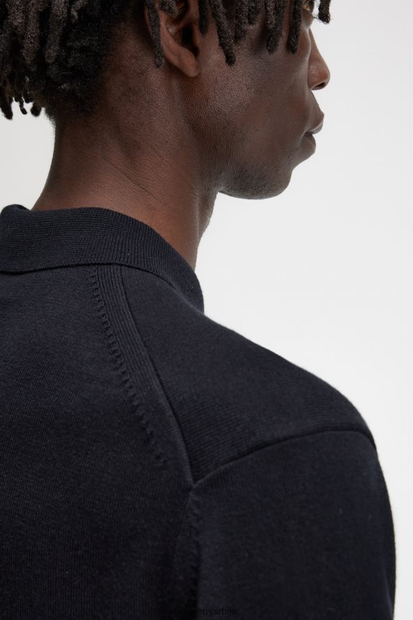 одећу рс Fred Perry мушкарци класична плетена кошуља дугих рукава црн 68TD6P444