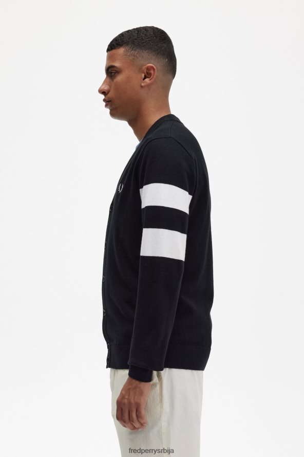 одећу рс Fred Perry мушкарци кардиган са врховима рукава црн 68TD6P447