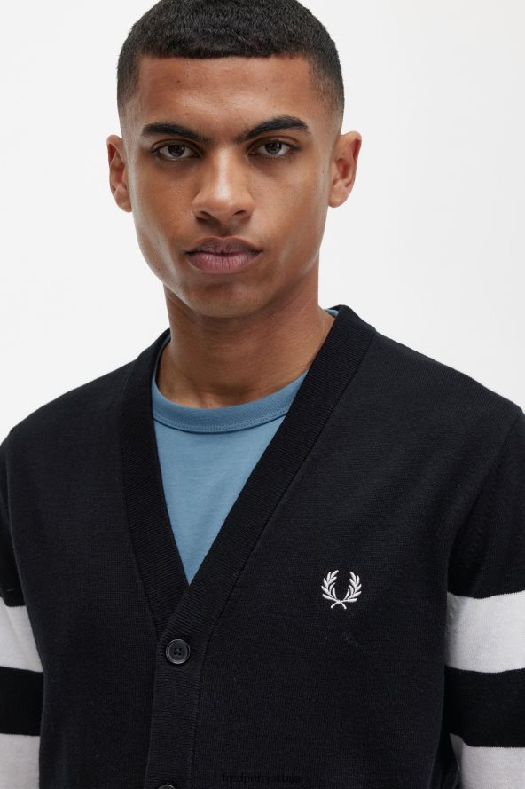одећу рс Fred Perry мушкарци кардиган са врховима рукава црн 68TD6P447