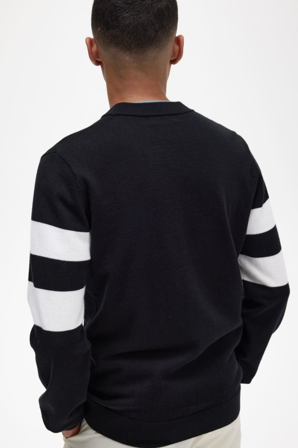 одећу рс Fred Perry мушкарци кардиган са врховима рукава црн 68TD6P447