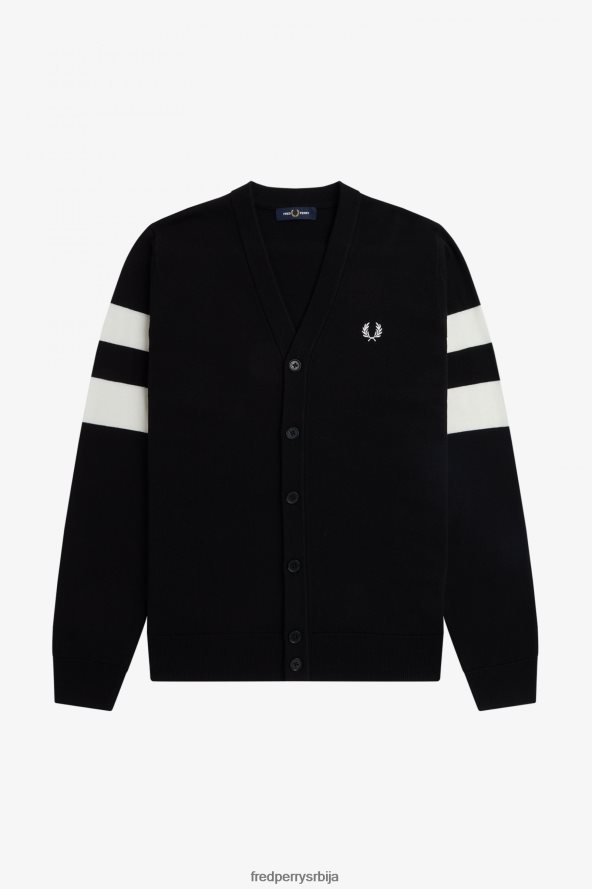одећу рс Fred Perry мушкарци кардиган са врховима рукава црн 68TD6P447