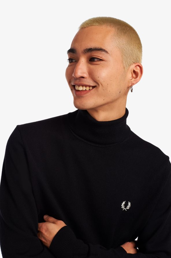 одећу рс Fred Perry мушкарци рол врат џемпер црн 68TD6P450