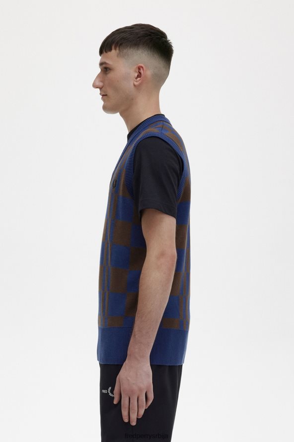 одећу рс Fred Perry мушкарци шаховница плетени резервоар француска морнарица 68TD6P452