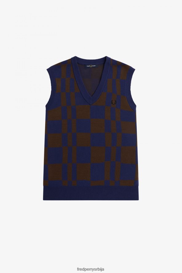 одећу рс Fred Perry мушкарци шаховница плетени резервоар француска морнарица 68TD6P452